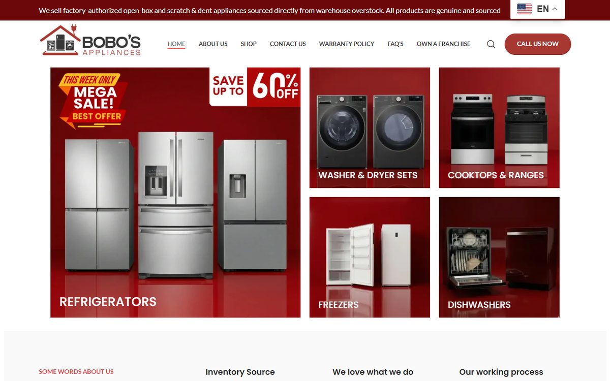 Bobo’s Home Appliances website