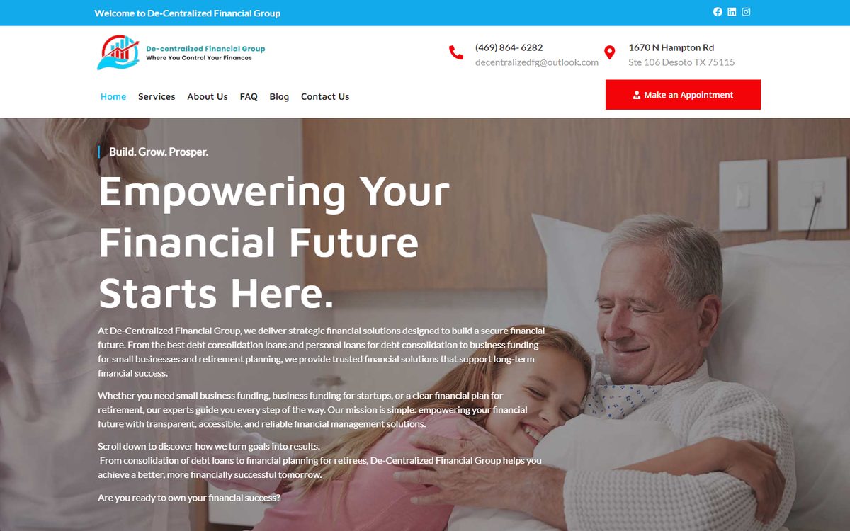 Decentralized Financial Group website