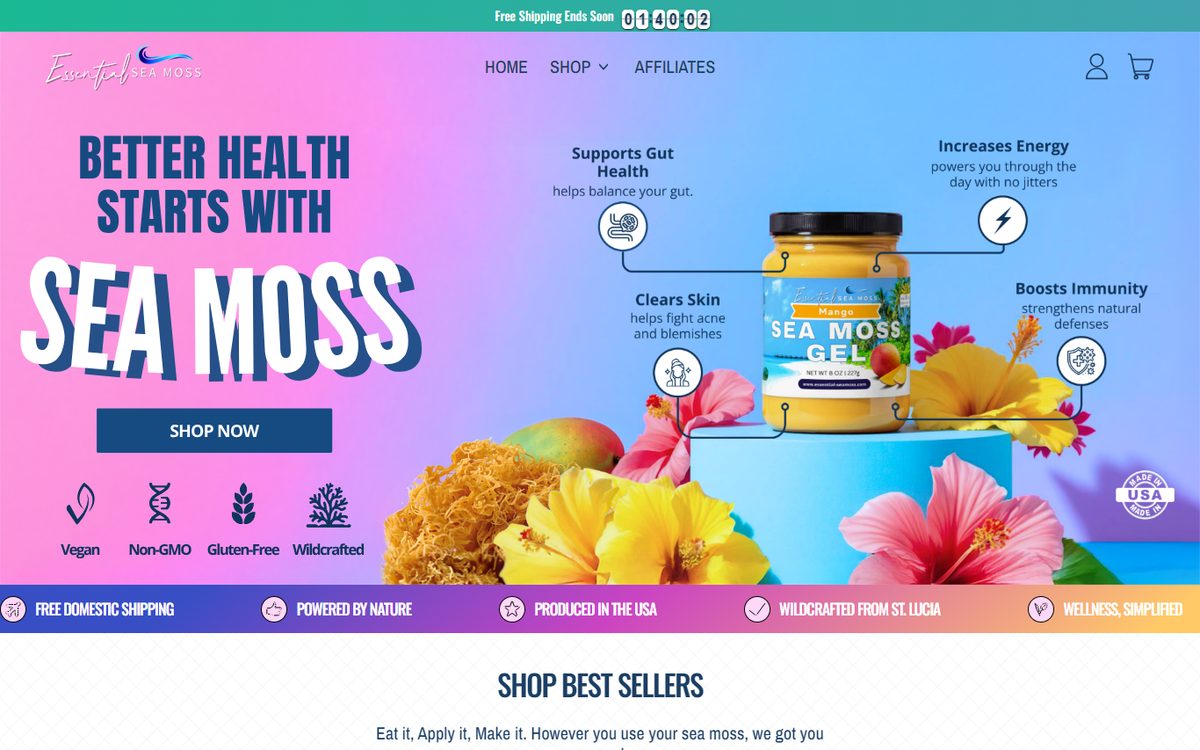 Essential Sea Moss website