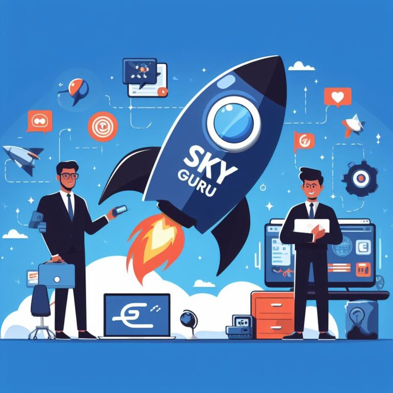SkyGuru rocket launch illustration